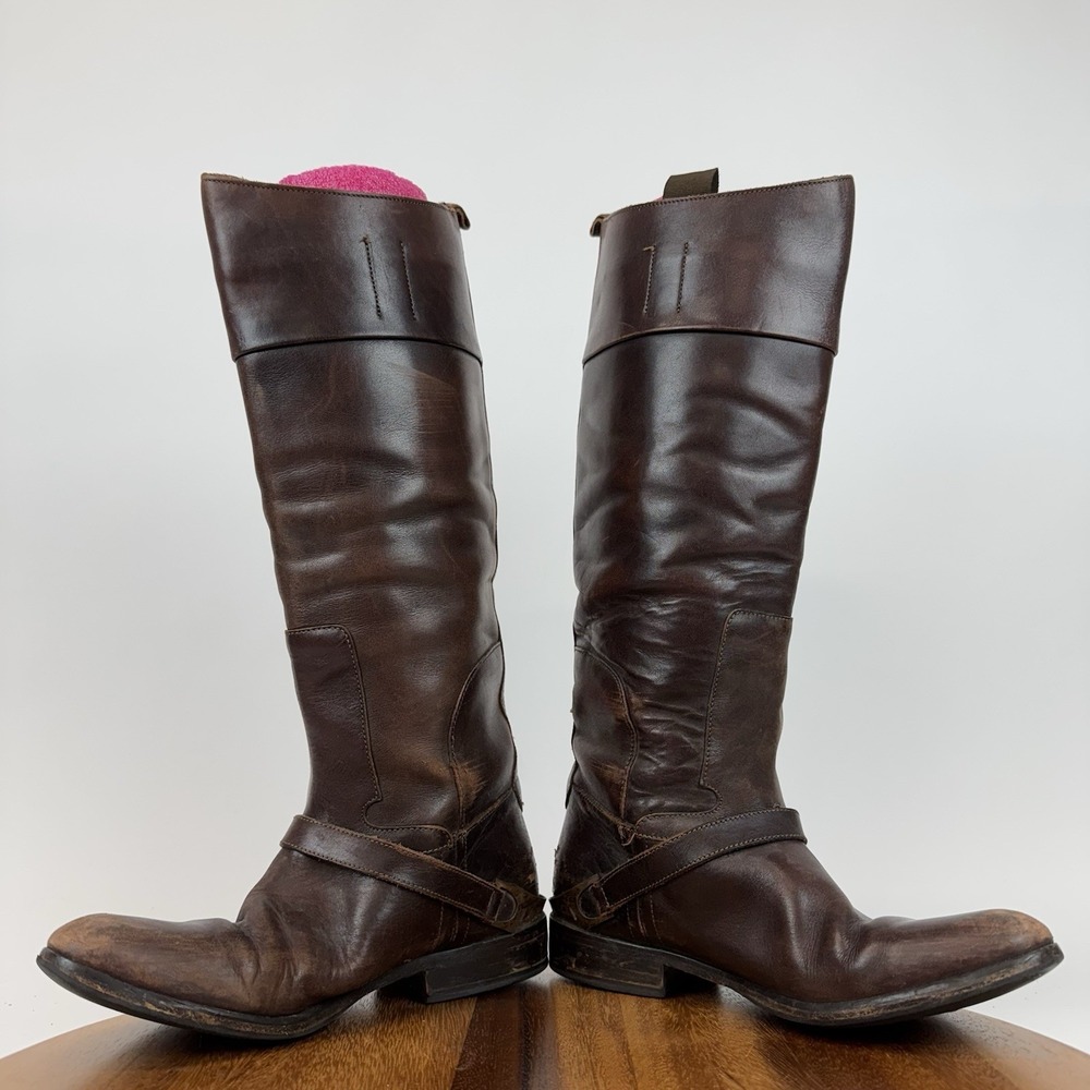 Womens Golden Goose Charlye Brown Leather Tall Knee High Riding Boots Size EU 38 - Picture 6 of 10